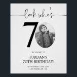Photo 70th Birthday Welcome Sign | Look Who's 70<br><div class="desc">Welcome guests to your 70th birthday celebration with this stunning editable welcome sign. Featuring a sleek, customizable layout, this template allows you to easily add your own photo and personalize the text, making it a perfect addition to your milestone 70th birthday decor. Ideal for entryways or as a party focal...</div>
