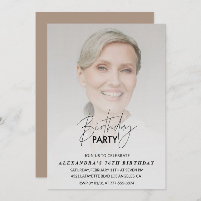 Photo 76th birthday invitation Birthday Party (Front/Back)