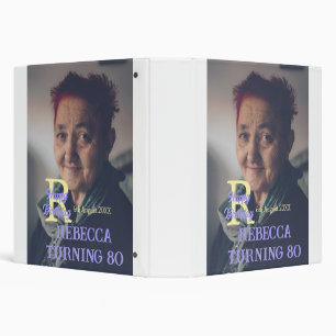Photo 80th birthday add name date modern purple ye binder