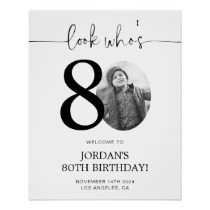 Photo 80th Birthday Welcome Sign Look Who's 80