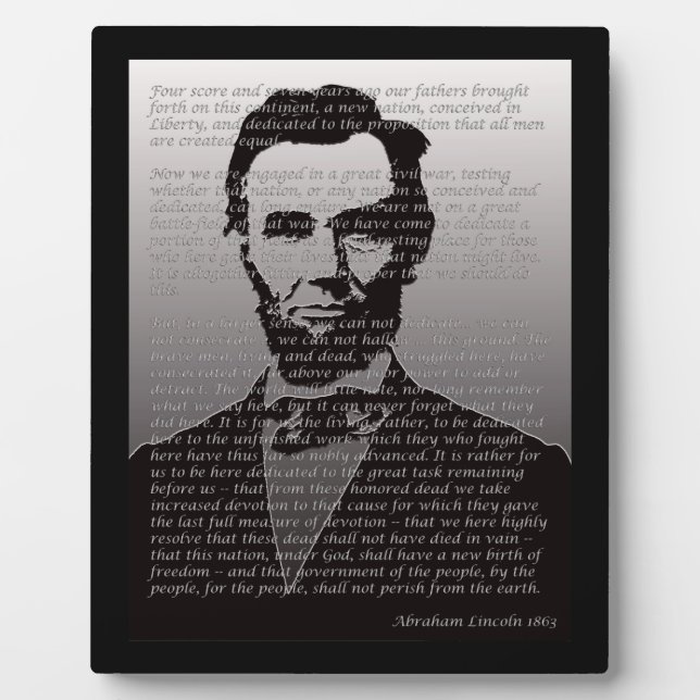 Photo Abraham Lincoln & Gettysburg Adresse Plaque (Devant)