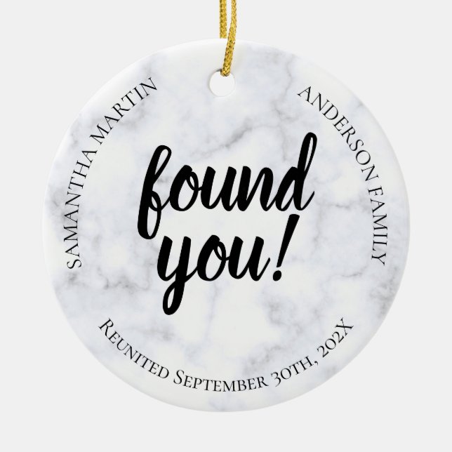 Photo Adoption Reunion Ceramic Ornament (Front)