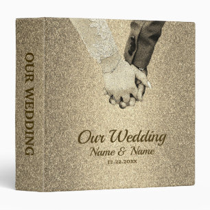 Photo Album Wedding Party Golden Glitter Elegant Binder