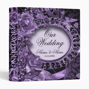 Photo Album Wedding Party Purple Floral Elegant Binder