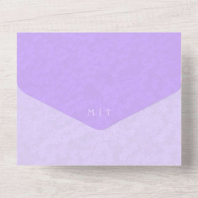 Photo All in One Lilac Wedding Invitation QR Code (Back)