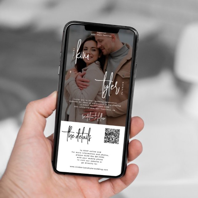 Photo all in one QR code rsvp details wedding Invitation (Creator Uploaded)