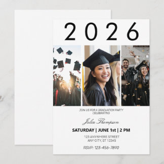 Photo and Black Typography Graduation Party Invitation