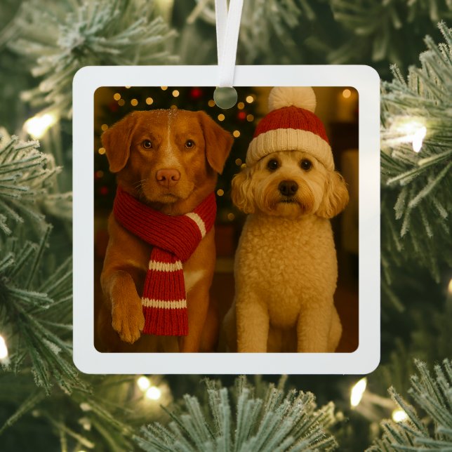 Photo and Custom Text Personalized Metal Ornament (Insitu)