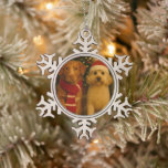 Photo and Custom Text Personalized Snowflake Pewter Christmas Ornament<br><div class="desc">Create a Custom Photo and text unique customized personalized Photo ornament from Ricaso. Ideal as a Christmas gift or a gift for anytime.</div>