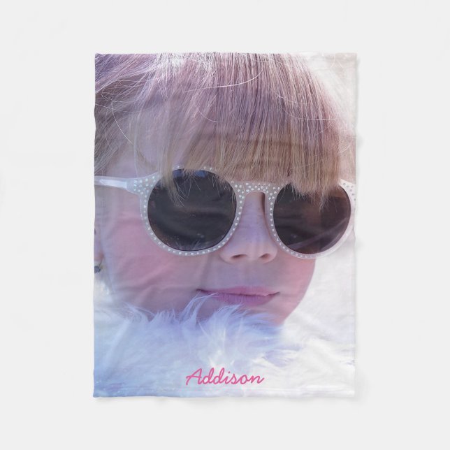 Photo And Name Fleece Blanket Soft And Cozy Gift (Front)