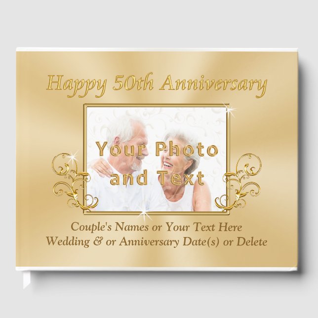 Photo and Personalized 50th Anniversary Guest Book (Front)