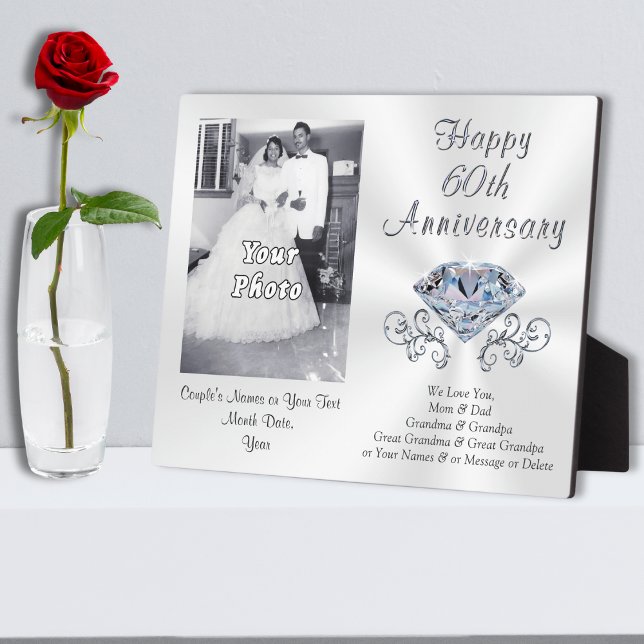 Photo and Personalized 60th Anniversary Gift Ideas Plaque (What is traditional gift for 60th wedding anniversary. 60th anniversary plaque. )