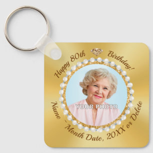 PHOTO and Personalized 80th Birthday Party Favours Keychain