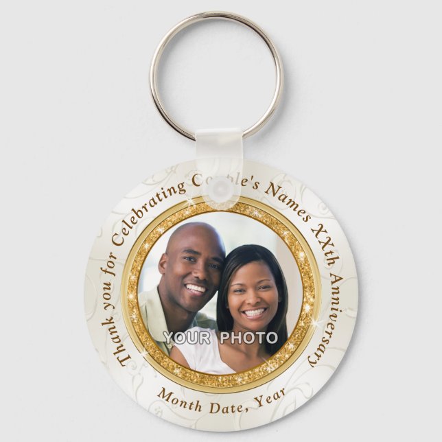 Photo and Personalized Anniversary Party Favours Keychain (Front)