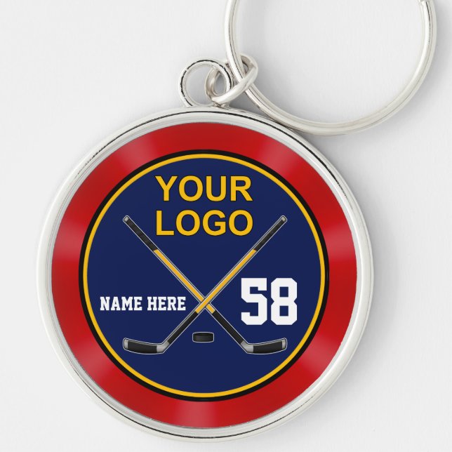 Photo and Personalized Gifts for Hockey Players Keychain (Front)