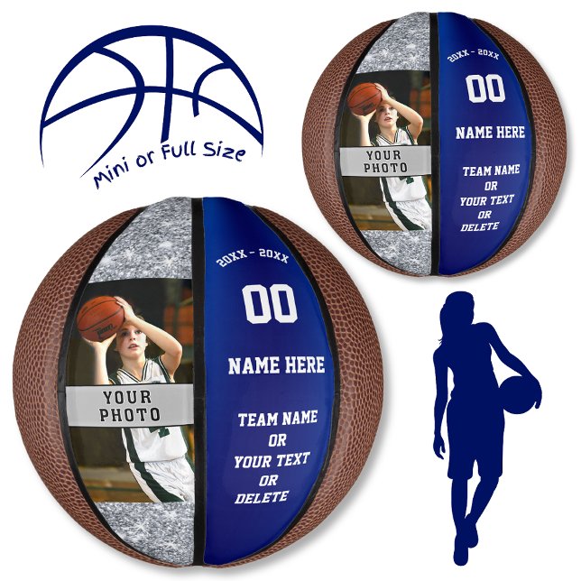Photo and Personalized Girls Basketball Ball (Senior Basketball Gift Ideas, or, Basketball Gifts for Girl Players. Basketball Christmas Gift Ideas)