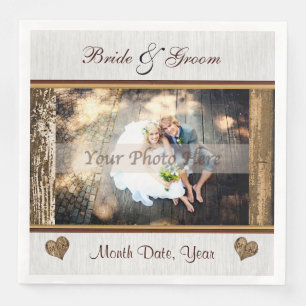 Photo and Personalized Rustic Wedding Napkins