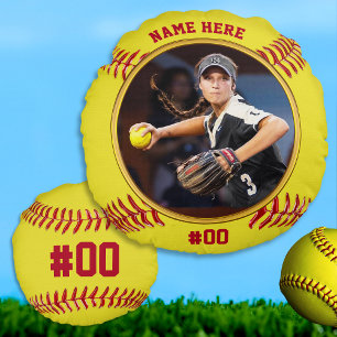 Photo and Personalized, Senior Softball Gift Ideas Round Pillow
