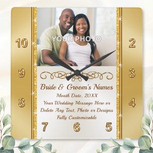 Photo and Personalized Wall Clock Wedding Gift,