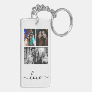 Photo and Text 4 Photo Collage Keychain