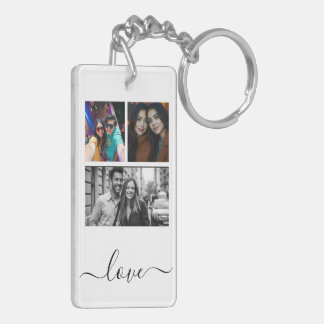 Photo and Text 4 Photo Collage Keychain