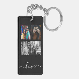 Photo and Text 4 Photo Collage Keychain