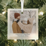 Photo and Text Custom Personalized Glass Ornament<br><div class="desc">Add your own photo and text to this customizable hanging ornament.. ideal for Christmas or any other event / occasion .. personalized to suit your requirements .. hanging ornaments from Ricaso NOTE BE CAREFUL OF PHOTO PLACEMENT AVOID ANY IMPORTANT DETAILS BEING ON THE HOLE IN THE ORNAMENT - TO CHECK...</div>