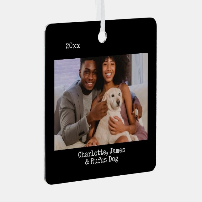 Photo and Text Custom Personalized Metal Ornament (Front Right)