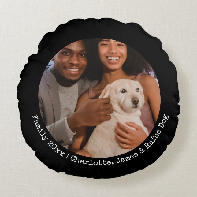 Photo and Text Custom Personalized Round Pillow (Front)