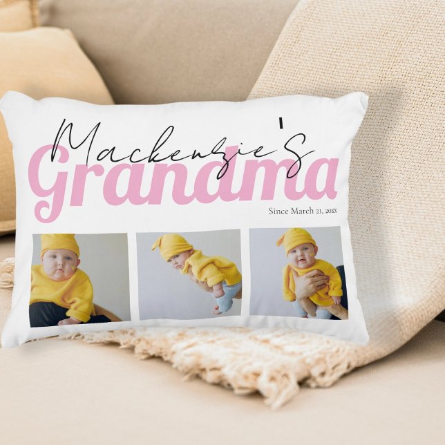 Photo and Text Grandma Custom Personalized Accent Pillow (Photo and Text Grandma Custom Personalized Accent Pillow by Ricaso. Available in other colors)