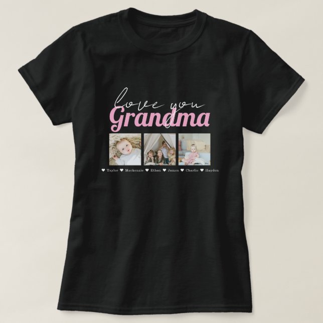 Photo and Text Grandma Custom Personalized T-Shirt (Design Front)