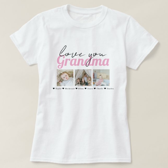 Photo and Text Grandma Custom Personalized T-Shirt (Design Front)