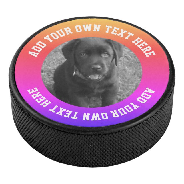 Photo And Text Personalized Unique Hockey Puck (3/4)
