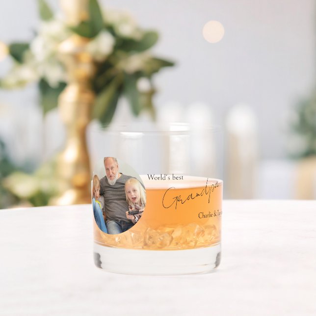 Photo and Text Personalized Whiskey Glass (Insitu (Wedding))