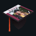 Photo and Year  Graduation Cap Topper<br><div class="desc">Design features the photo you supply as main design. Year is displayed across top in a fun,  burgundy-colored font against a white border. Entire design is displayed against a burgundy-colored background. Available in a variety of colors.</div>