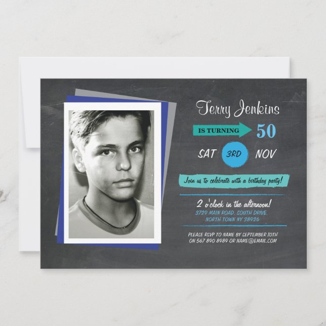 Photo Anniversaire Balle bleue Invitation Turquois (Devant)