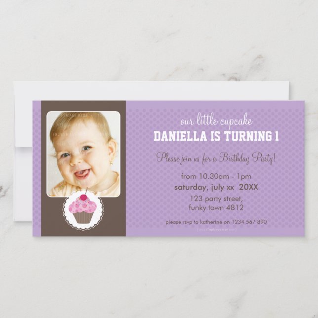PHOTO ANNIVERSAIRE INVITATION :: cupcake 5L (Devant)