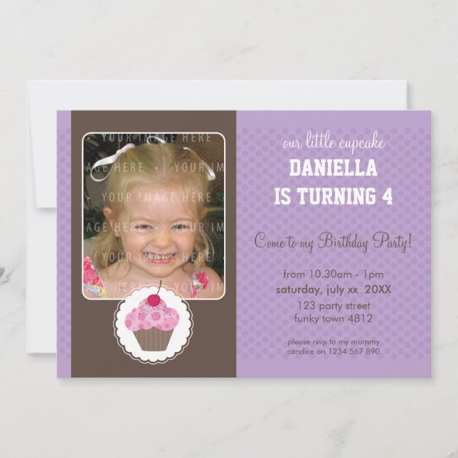PHOTO ANNIVERSAIRE INVITATIONS :: cupcake 5L (Devant)
