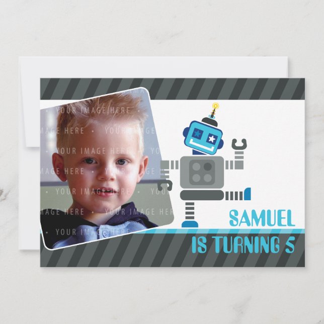 PHOTO ANNIVERSAIRE INVITATIONS :: robot danser 4L (Devant)