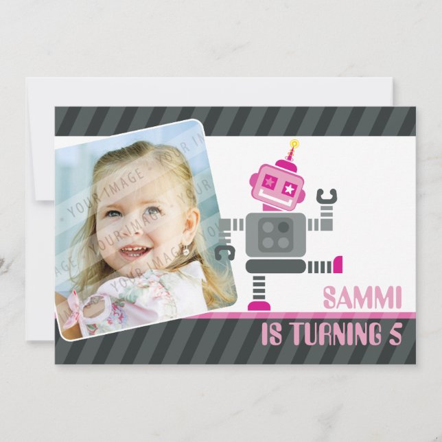 PHOTO ANNIVERSAIRE INVITATIONS :: robot danser 5L (Devant)