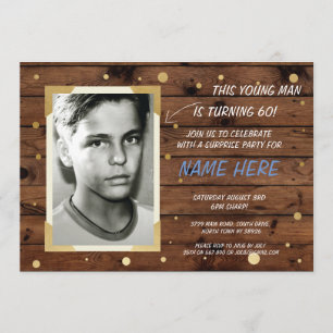 Photo Anniversaire Style Vintage Bois Invitation 4