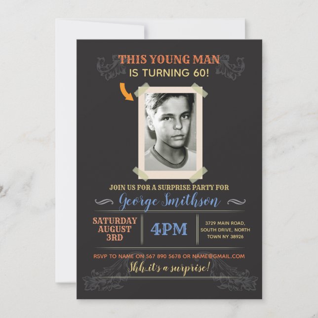 Photo Anniversaire Style Vintage Invitations surpr (Devant)