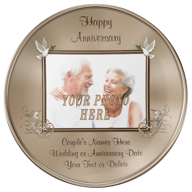 Photo Anniversary gifts Number of YEARS, YOUR TEXT Plate (Front)