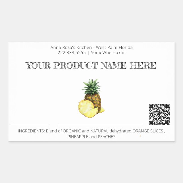*~* Photo AP30 DEHYDRATED Fruit QR Rectangular Sti Sticker (Front)