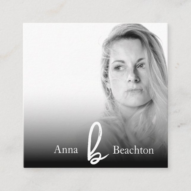 *~* Photo AP31 Professional QR Simple Minimal  Square Business Card (Front)