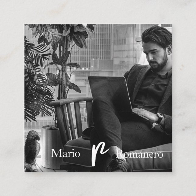 *~* Photo AP31 QR Professional Simple Minimal Square Business Card (Front)