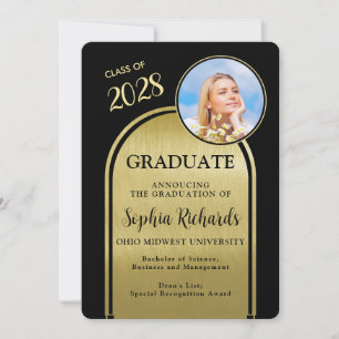 Photo Arch Black Gold Graduation Announcement