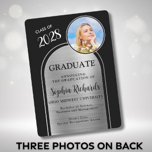 Photo Arch Black Silver Graduation Announcement