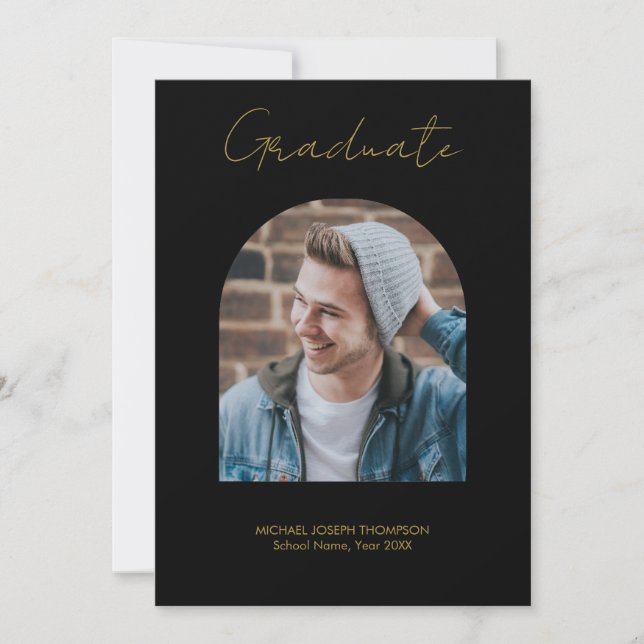 Photo Arch Graduation Black Gold Announcement  (Front)