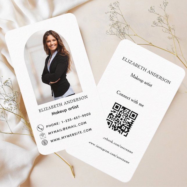 Photo arch Qr code social media brand colour Business Card (Creator Uploaded)